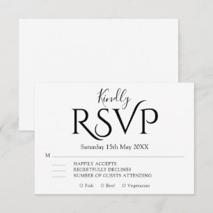 Minimal Simple modern Elegant Wedding  RSVP Card