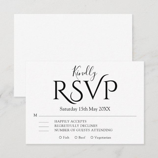 Minimal Simple modern Elegant Wedding  RSVP Card (Front/Back)