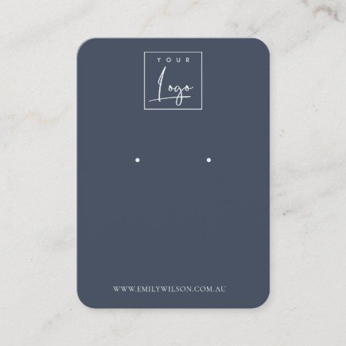 Minimal Simple Navy Blue Dark Earring Display Business Card