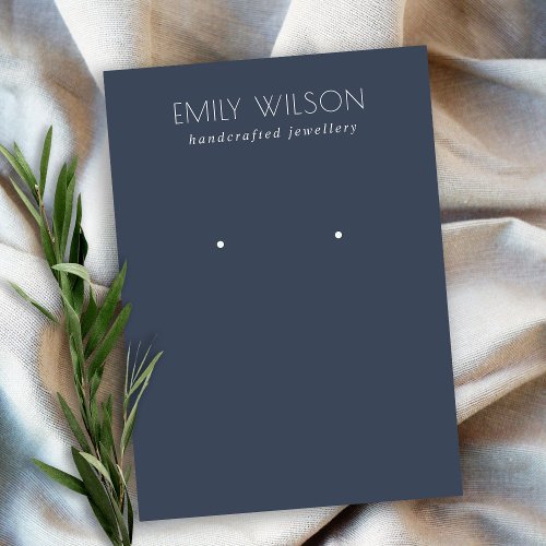 Minimal Simple Navy Blue Dark Earring Display Business Card