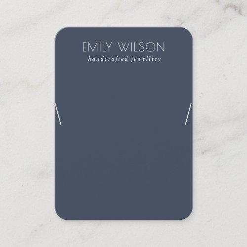 Minimal Simple Navy Blue Dark  Necklace Display Business Card