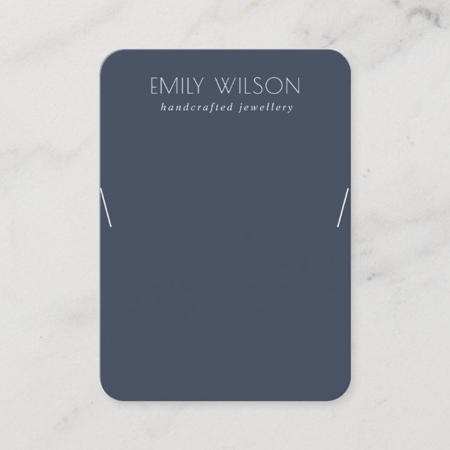 Minimal Simple Navy Blue Dark  Necklace Display Business Card (Front)