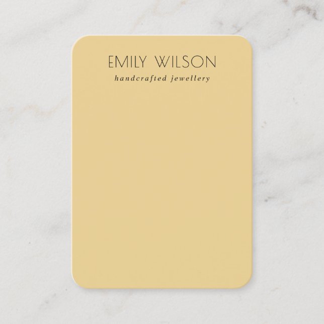 Minimal Simple Ochre Yellow Blank Jewelry Display Business Card (Front)