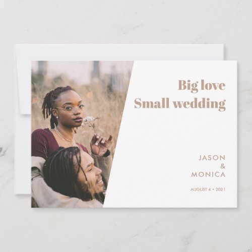 Minimal Simple Photo Downsizing Smaller Wedding Holiday Card