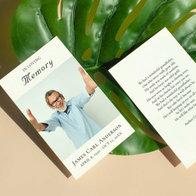 Minimal Simple Photo Memorial Sympathy Funeral Business Card (Creator Uploaded)