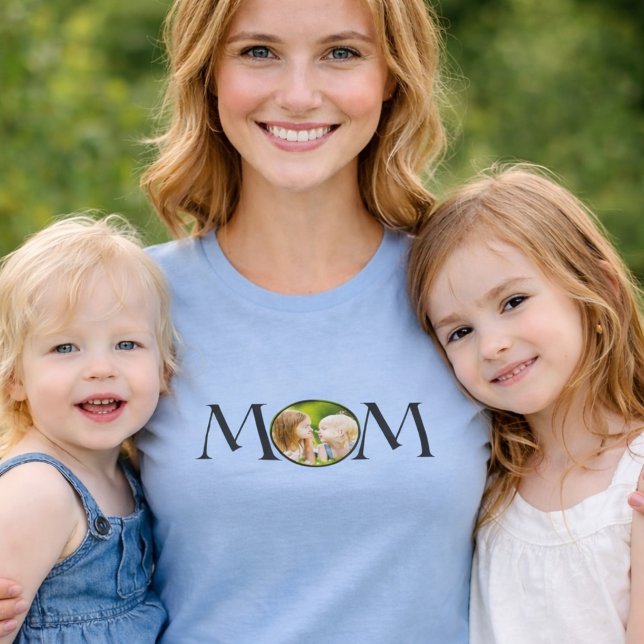 Minimal Simple Photo Navy MOM Mother's Day Gift  T-Shirt (Creator Uploaded)