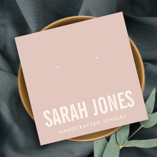 MINIMAL SIMPLE PINK BLUSH EARRING STUD DISPLAY SQUARE BUSINESS CARD