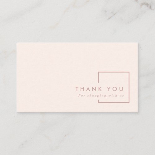 MINIMAL SIMPLE PINK BLUSH RECTANGLE THANK YOU BUSINESS CARD