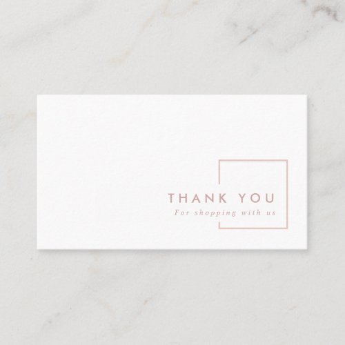 MINIMAL SIMPLE PINK BLUSH RECTANGLE THANK YOU BUSINESS CARD