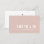 MINIMAL SIMPLE PINK BLUSH THANK YOU LOGO SHOPPING BUSINESS CARD (Front/Back)