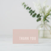 MINIMAL SIMPLE PINK BLUSH THANK YOU LOGO SHOPPING BUSINESS CARD (Standing Front)