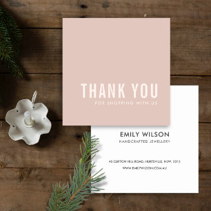 MINIMAL SIMPLE PINK BLUSH THANK YOU LOGO SQUARE BUSINESS CARD