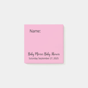 Minimal Simple Pink Fun Due Date Baby Shower Game Post-it Notes