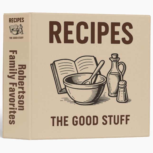 Minimal Simple Plain Recipes 3 Ring Binder (Front/Spine)
