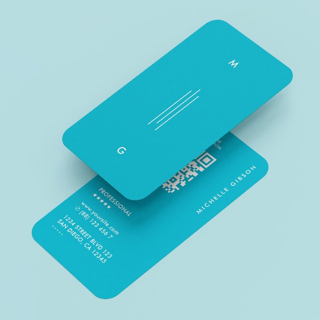 Minimal Simple Professional Initials Lines Blue  Business Card (Minimal Simple Professional Initials Lines Blue Business Card
)