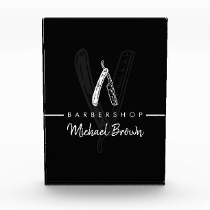Minimal Simple Razor Barber shop black Acrylic Award