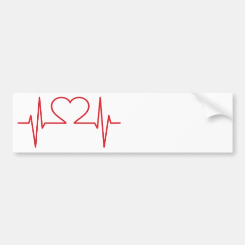 Minimal Simple Red Heart Beat Nursing Medical Bumper Sticker