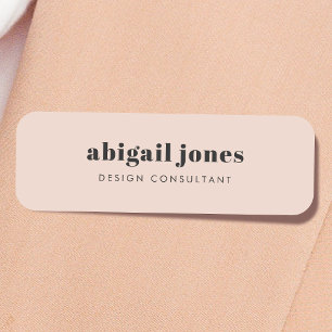 Minimal Simple Retro Feminine Blush Pink Name Tag