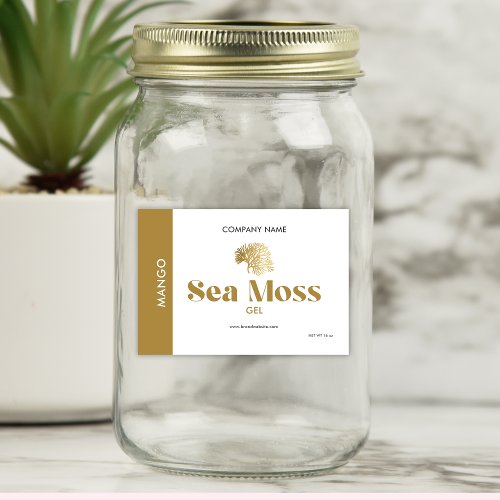Minimal Simple Retro Gold White Sea Moss Flavor  Food Label