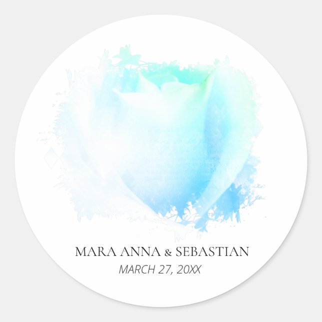 Minimal Simple Rose Floral Wedding Couples Classic Round Sticker (Front)