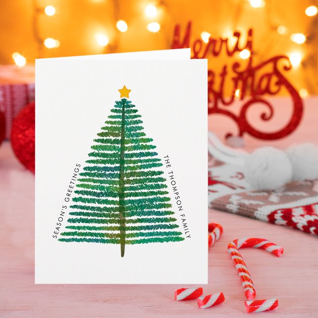 Minimal Simple Scandi Scandinavian Christmas Tree Card (Creator Uploaded)