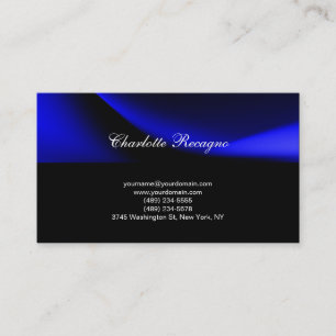 Minimal Simple Script Black Blue Business Card
