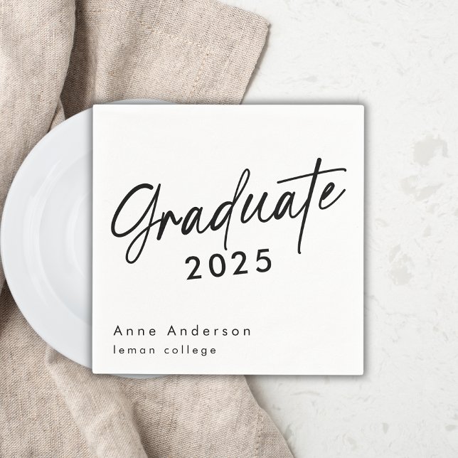 Minimal Simple Script Custom Graduation Grad  Napkins (Creator Uploaded)
