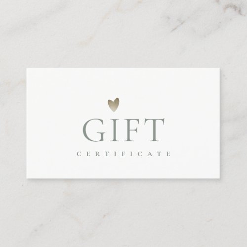 Minimal Simple Silver Foil Heart Gift Certificate