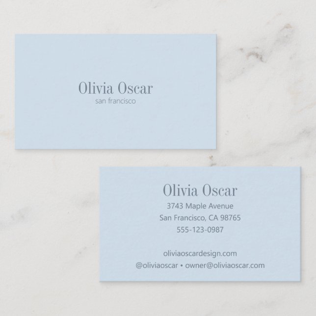 Minimal Simple Soft Blue Modern Professional Business Card (Front/Back)
