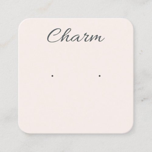 Minimal Simple Soft Blush Logo Earring Display Square Business Card