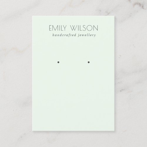 Minimal Simple Soft Green Aqua Earring Display Business Card