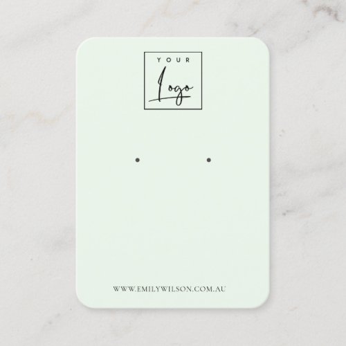 Minimal Simple Soft Green Aqua Earring Display Business Card