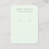 Minimal Simple Soft Green Aqua Earring Display Business Card (Front)