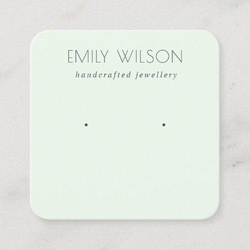Minimal Simple Soft Green Aqua Earring Display Square Business Card
