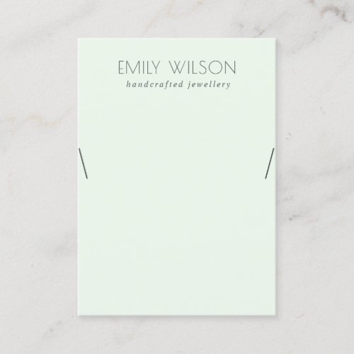 Minimal Simple Soft Green Aqua Necklace Display Business Card