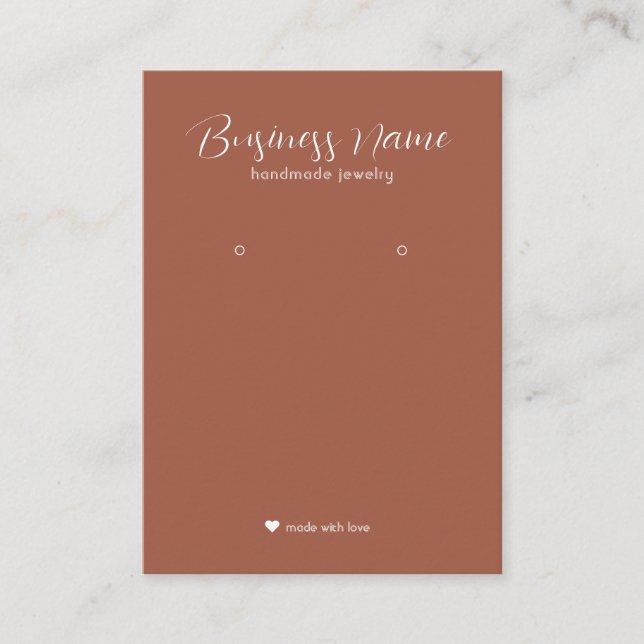 Minimal Simple Terra Cotta Modern Earring Display Business Card (Front)