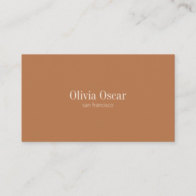 Minimal Simple Terracotta White Clean Space Modern Business Card (Front)