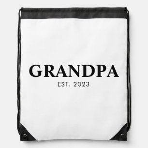 Minimal Simple Text Grandpa Established Est Year Drawstring Bag