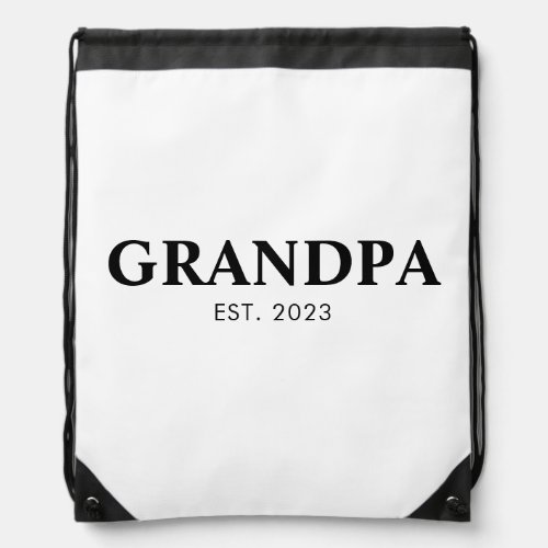 Minimal Simple Text Grandpa Established Est Year Drawstring Bag