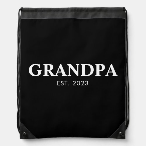 Minimal Simple Text Grandpa Established Est Year Drawstring Bag