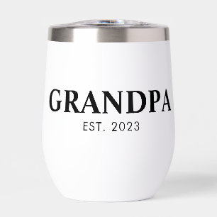 Minimal Simple Text Grandpa Established Est Year Thermal Wine Tumbler