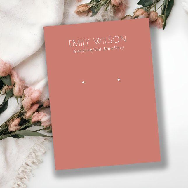 Minimal Simple Tomato Red Muted Earring Display Business Card (Creator Uploaded)