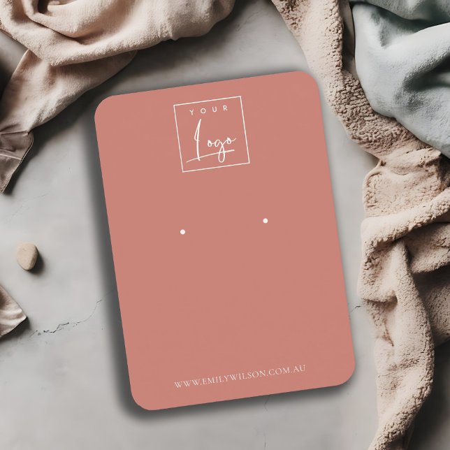 Minimal Simple Tomato Red Muted Earring Display Business Card (Creator Uploaded)