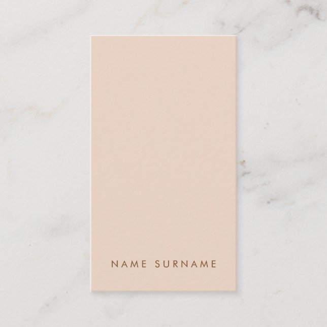 Minimal Simple Typo Peach Vertical Business Card (Front)