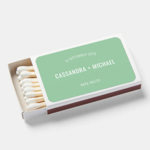 Minimal Simple Typography Mint Green Wedding Matchboxes