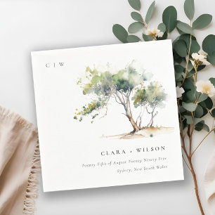 Minimal Simple Watercolor Botanical Tree Wedding Napkins