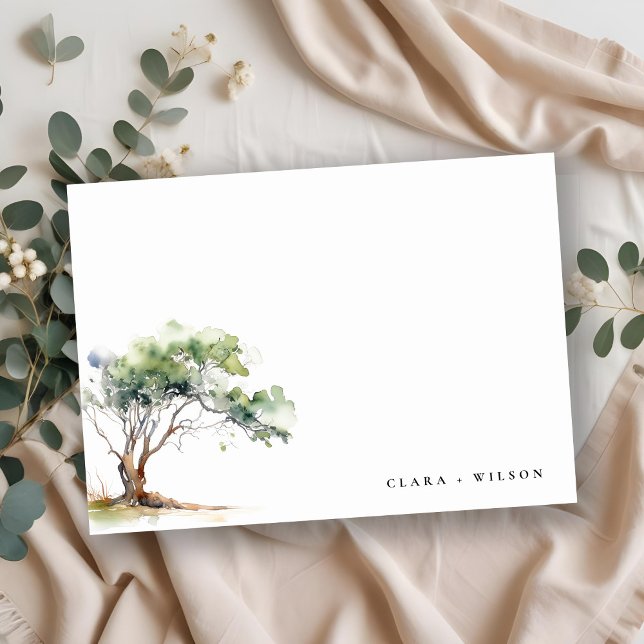 Minimal Simple Watercolor Botanical Tree Wedding Thank You Card (Creator Uploaded)