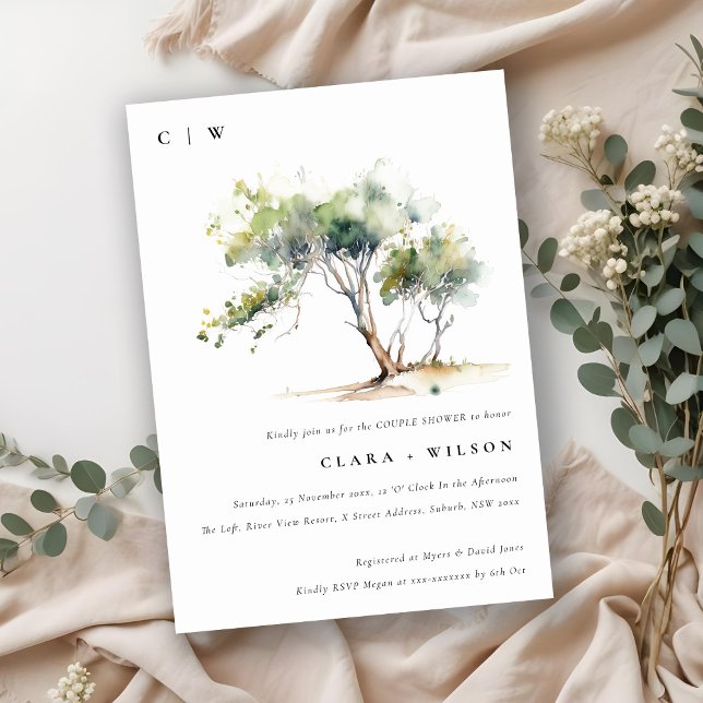 Minimal Simple Watercolor Tree Couples Shower Invitation (Creator Uploaded)