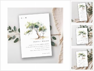 Minimal Simple Watercolor Tree Wedding 