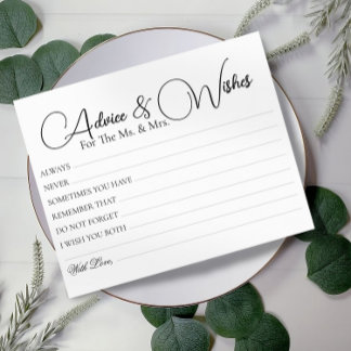 Minimal Simple Wedding Advice Wishes Cards